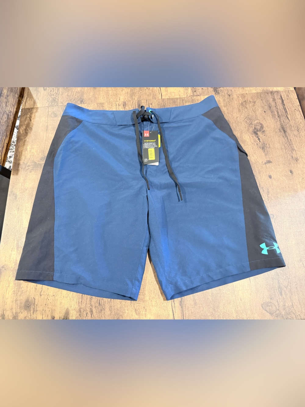 Under Armour Men’s Blue Swim Board Shorts with Black Side Panels